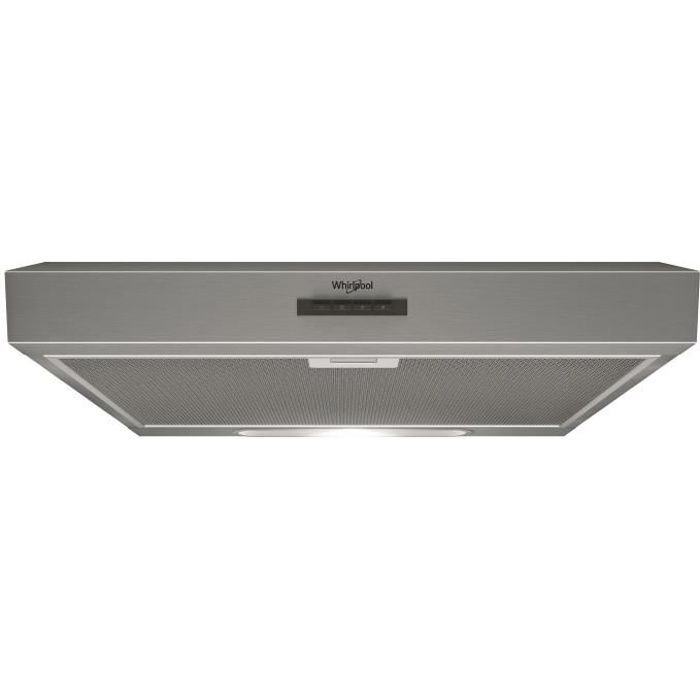 WHIRLPOOL WSLK66/1ASX Hotte décorative - Evacuation et recyclage - 386 m3 air / h max - 69 dB max - 3 vitesses - L 60 cm - Inox
