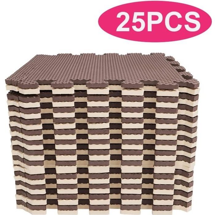 Tapis de Protection de Sol – 25 Dalles en Mousse Sans BPA, Tapis de Sol de Gym Pour Fitness, Gym, Musculation