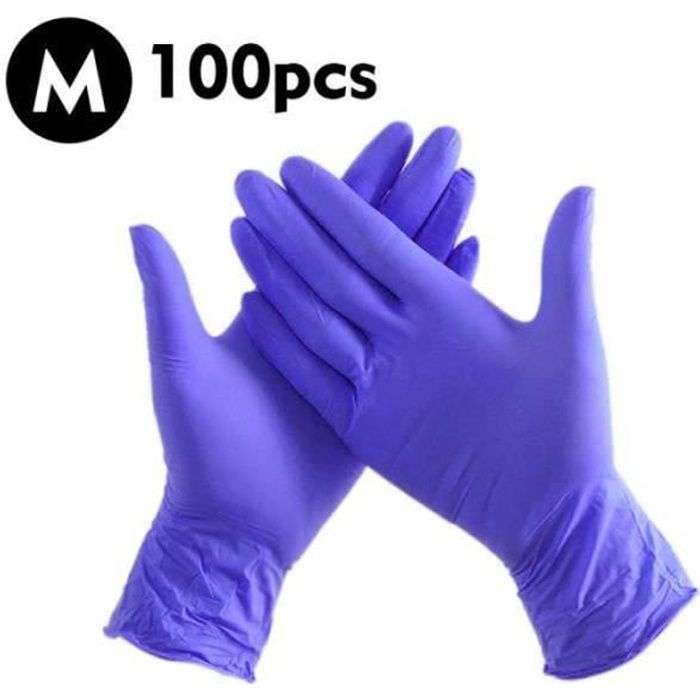 DN34306-mewmewcat Gants en Nitrile, Gants Jetables, Sans Latex Sans Poudre FreeTextured, 100 pièces - violet - M