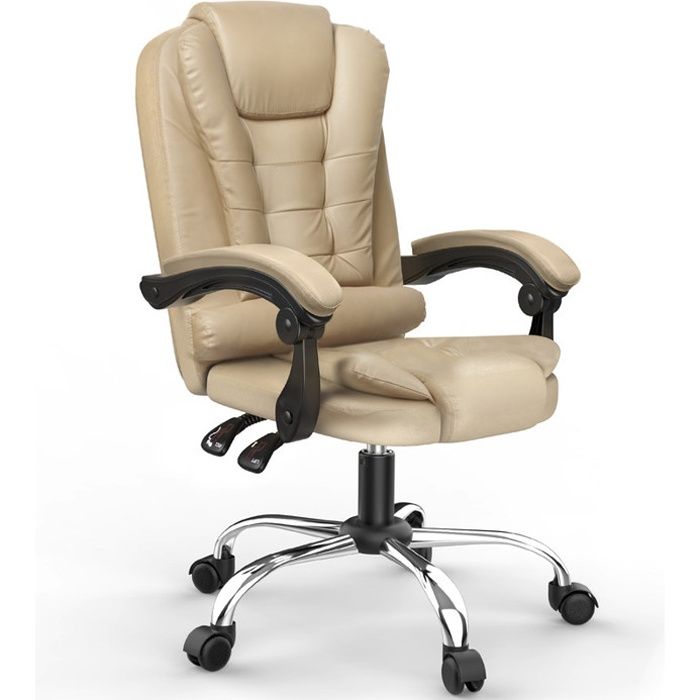Chaise de Bureau Fauteuil de Direction avec accoudoirs Dossier Ergonomique en Cuir PU Chaise d