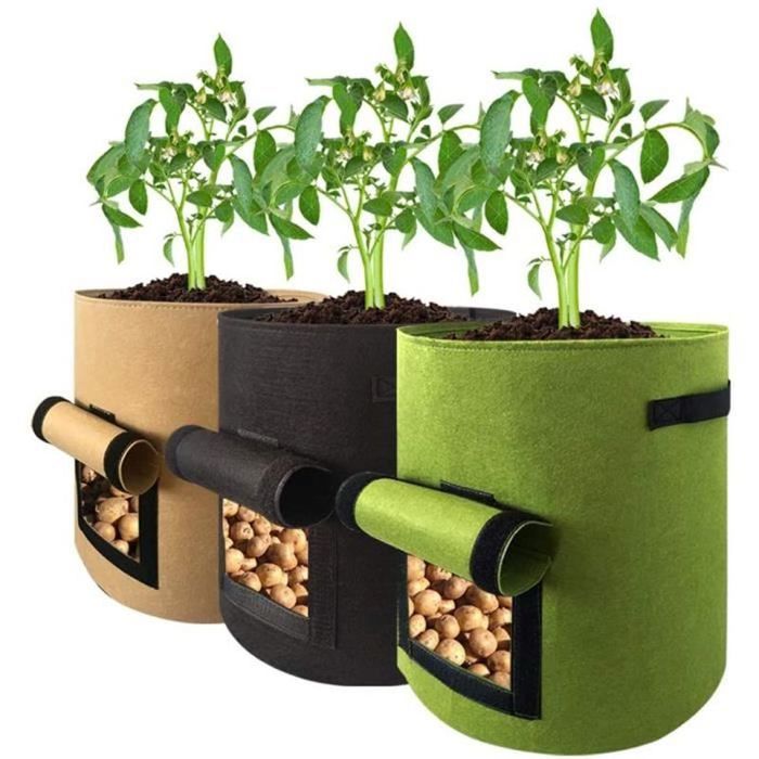 Praknu Sac de Plantation de Pommes de Terre - 3 Sacs à Plantes Grand 40L - avec Fenêtre et Étiquettes - Perméables - Lavables et Pliables Praknu Sac de Plantation de Pommes de Terre - 3 Sacs à Plantes Grand 40L - avec Fenêtre et Étiquettes - Perméables - Lavables et Pliables