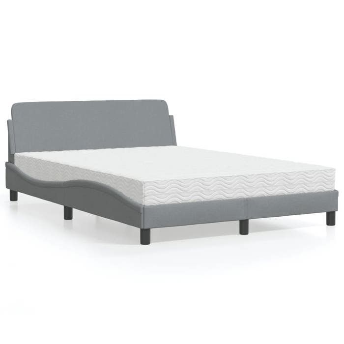 vidaXL Lit avec matelas Dover gris clair 140x200 cm tissu 3208404