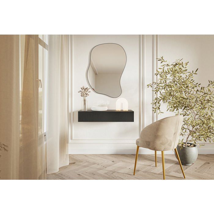 Table console - VELDIO - 90 cm - suspendu - noir
