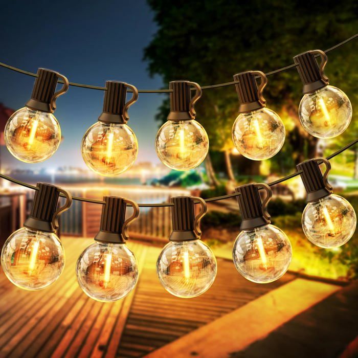 15M Guirlande Lumineuse Intérieur Exterieur LED Guirlande Lumière Exterieur avec 25 ampoules ip45 Guirlande Guinguette Etanche