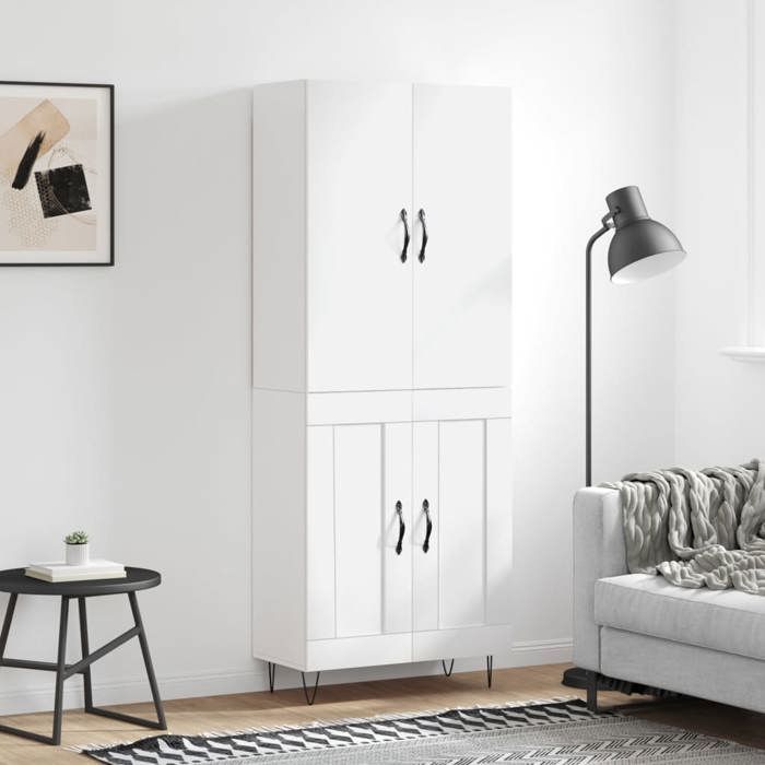 SALE 2025Armoire haute vitrine - Bibliothèque Buffet haut - Blanc 69 5x34x180 cm - bois dingénierie 52 3 Kg 4537