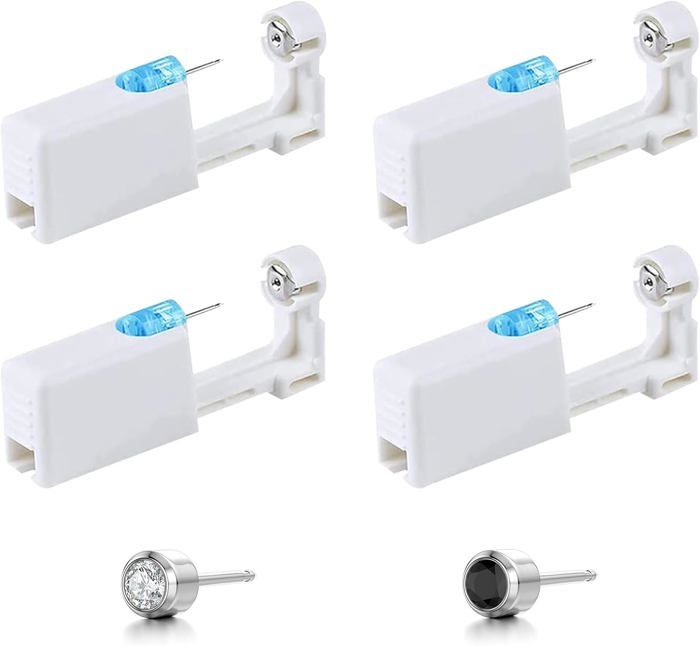 Lot De 2 Pistolets De Perçage D'oreille Jetables Avec Clous D'oreilles - Pistolet De Perçage Stérile - Pour Filles, Garçons, Femmes, Hommes - Blanc
