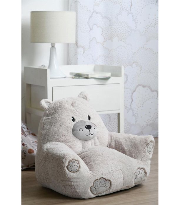 DOUCEUR DINTÉRIEUR Pouf enfant Jules 45x45 cm - Ours beige 100% polyester finitions brodées