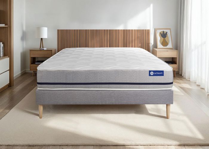 Ensemble Matelas Sommier 135x190 cm - ACTISOM - Actilatex Soft - Latex - 20 cm - Ferme