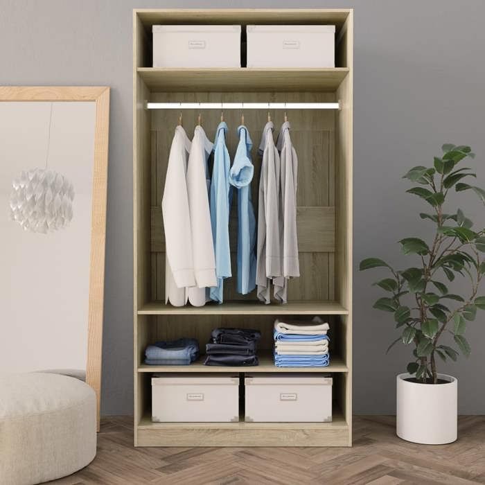 Bon plan Meuble Penderie Dressing - JILI HOT - Garde-robe Chêne sonoma 100x50x200cm - Bois dingénierie Thome2575371