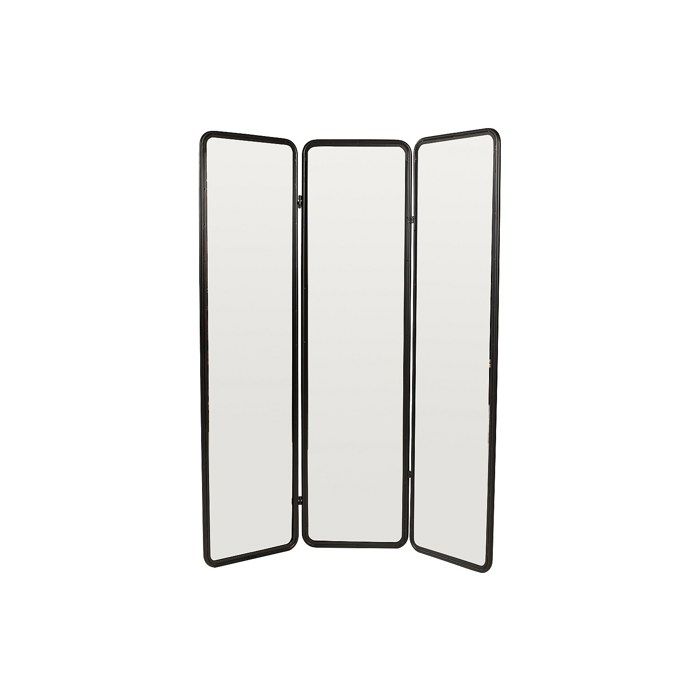 Paravent miroir 3 pans en métal - L. 146 x H. 180 cm - Noir - MIROLY