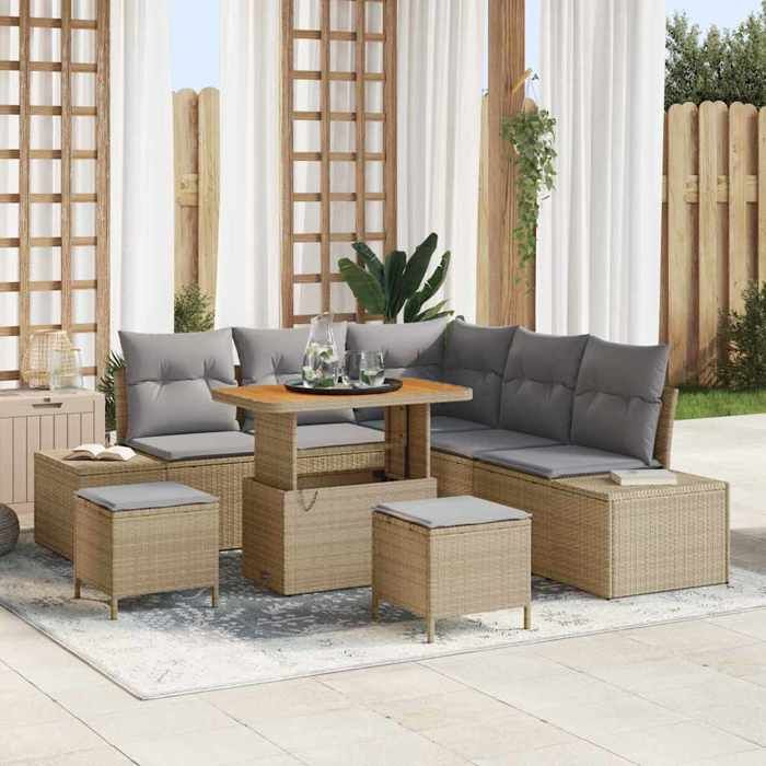 vidaXL Ensemble de canapé de jardin 8 pcs Poly rotin - vue 2