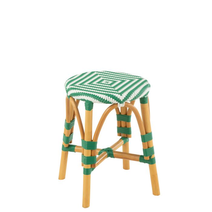 J-Line tabouret Live - rotin - vert foncé/blanc - small J-Line tabouret Live - rotin - vert foncé/blanc - small