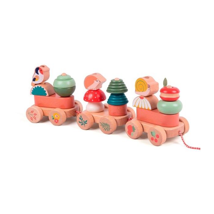 Jouets à tirer et à pousser - Nature & Découvertes : Train des animaux en bois