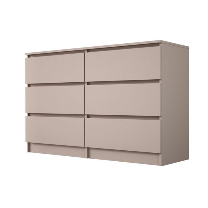 Commode - TOFFI - 6 tiroirs - 120 x 39 x 78 cm - Design contemporain - Rangement spacieux