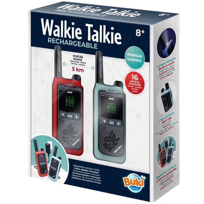 Talkie Walkie - BUKI - Rechargeable - Port&eacute;e 5 km - &Eacute;cran LCD - 16 canaux