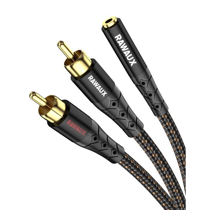 Câble 2Rca 5M Stéréo 2 Rca Mâle Vers 2 Rca Mâle Nylon Tresse Câble Audio Coaxial Connecteurs