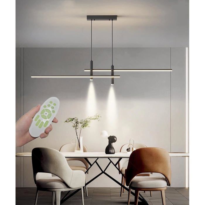 Moderne Suspension Led Lampe Table à Manger Luminaire Dimmable Avec TéLéCommandé Lustre éclairage Pour Bureau Restaurant L100CM