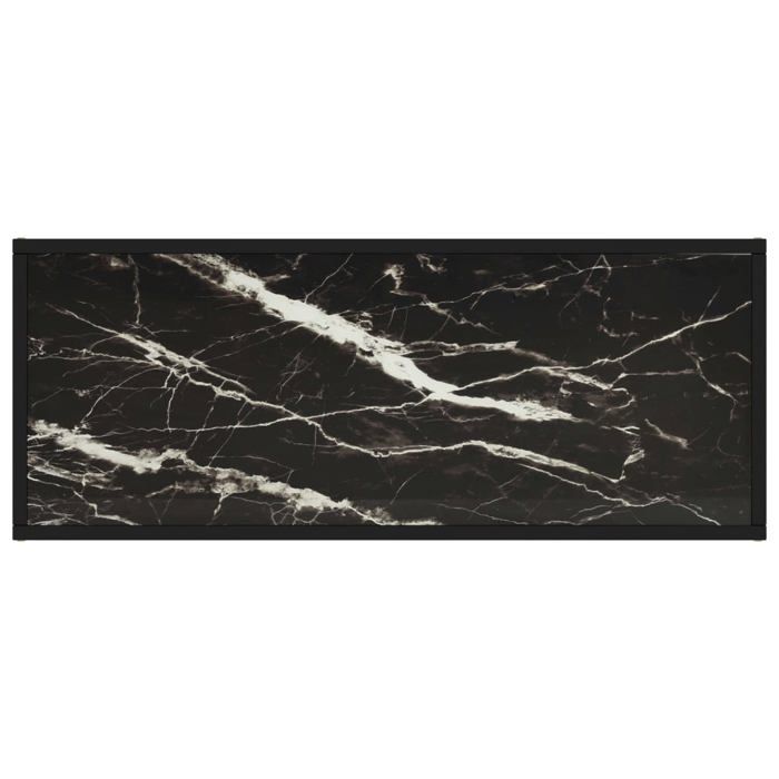 XINWO Meuble TV，Armoire TV Banc TV - noir avec verre marbre noir 100x40x40 cm @317