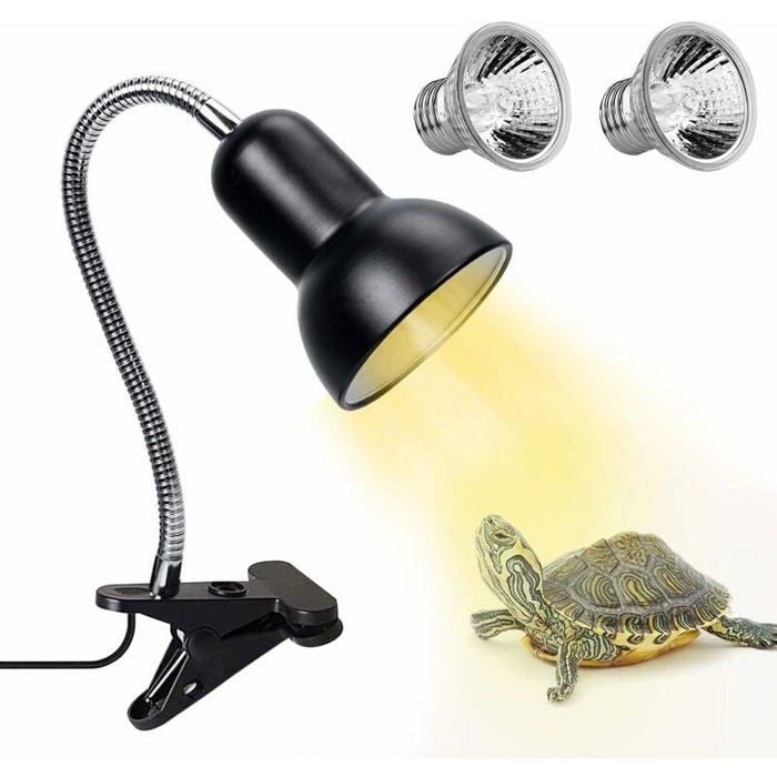 Meilleurs prix pour Lampe chauffante pour tortues 2 ampoules UVA UVB 25 W avec support lampe pour terrarium et pince pivotante à 360° éclairage