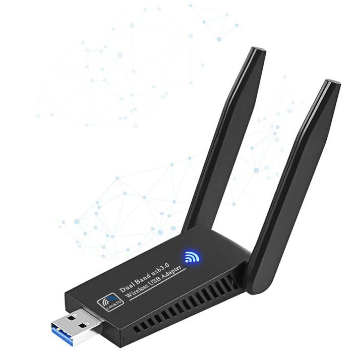 Clé WiFi AC1300MbpsUSB 3.0 2.4G/5GHz Bi-Bande Compatible avec Windows 11/10/8.1/8/7 et macOS 10.9-10.15