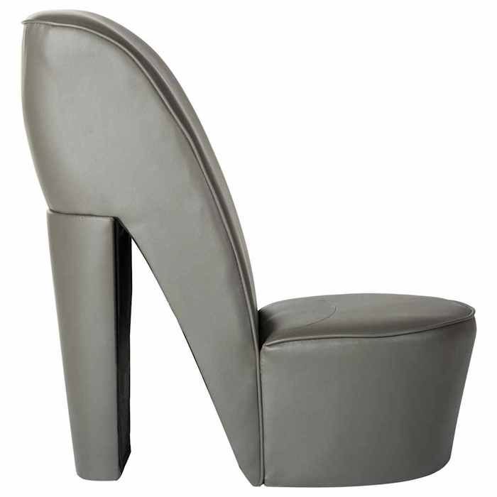 BEST-HOME Meuble de Siège - UU - Chaise en forme de chaussure à talon haut Gris Similicuir HH678