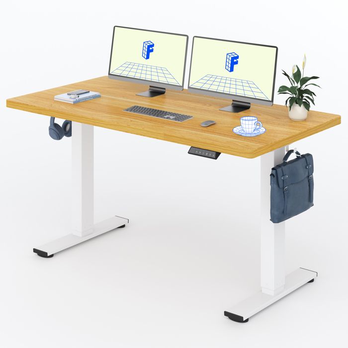 FlexiSpot Bureau Assis Debout Électrique Plateau Monobloc 100 kg de Charge 4 Mémoires Détection d’Obstacle 160 * 80 Maple+Blanc
