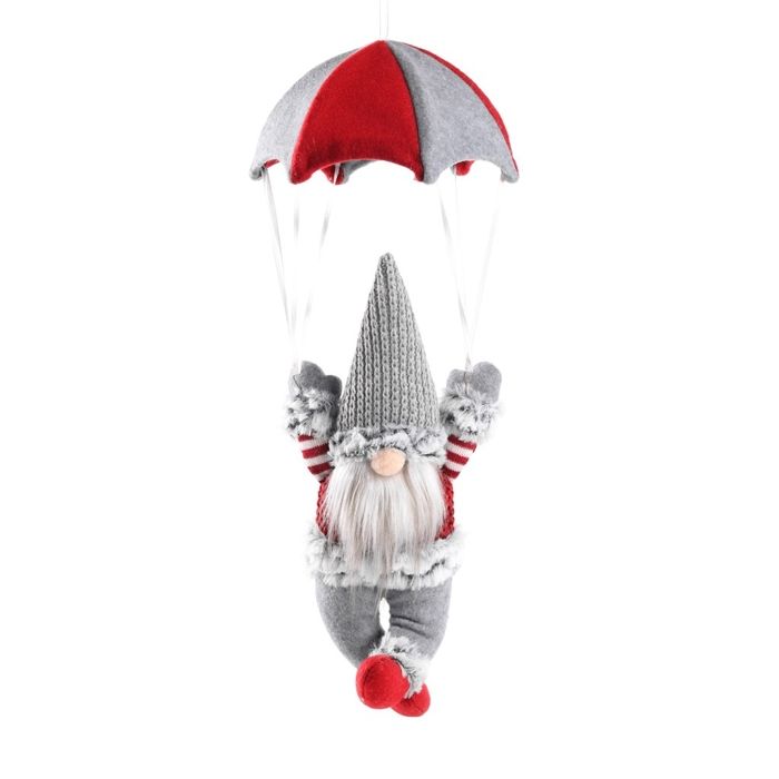 Suspension de Noël Père Noël en Bois Parachutiste (Chapeau Gris)