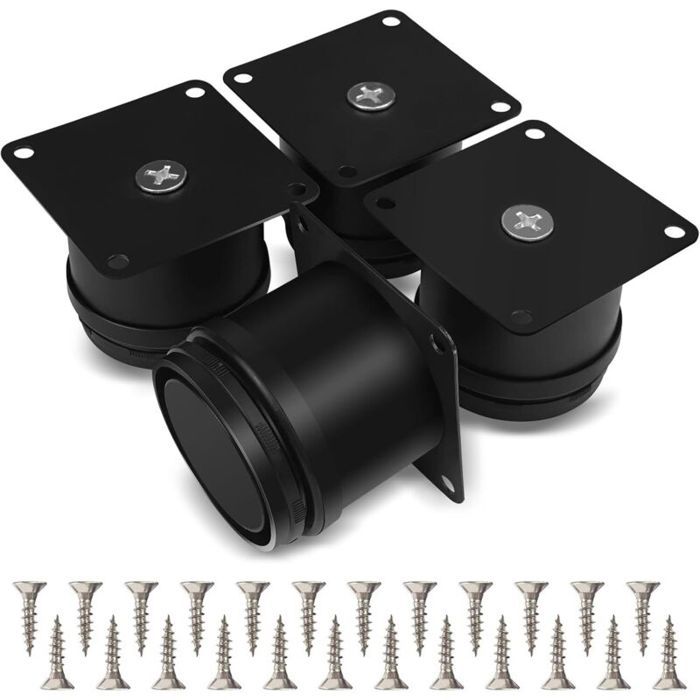 Pieds de meubles réglables - PZCC - Lot de 4 - Inox - Hauteur ajustable 0–15 mm - 24 vis incluses