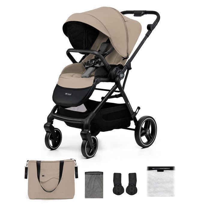 Poussette Kinderkraft YOXI jusquà 27 kg face parent face route dossier réglable grandes roues capote UPF50+ beige