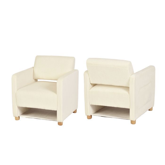 MEUBLES COSY Lot de 2 fauteuil de détente 1 place canapé pour salon fauteuil avec emballage en velours côtelé beige - KARIA