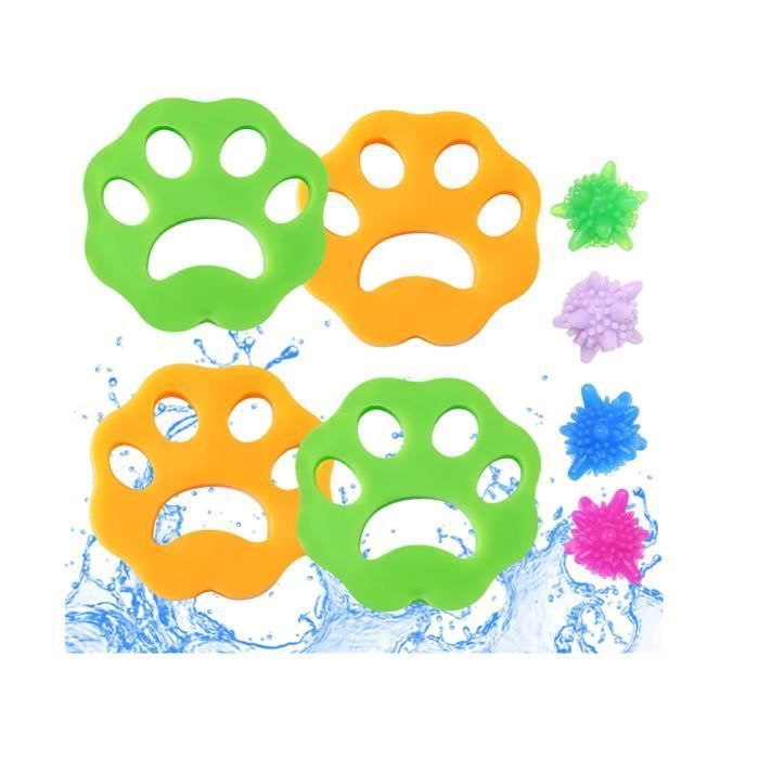 Boule Anti Poil - 8pcs - Attrape Poils Animaux - Pour Linge - Compatible Machine à Laver Heerico