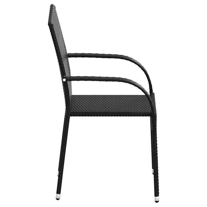 Chaises empilables dextérieur - (lot de 6) - Meuble de Siège - Résine tressée Noir CC937