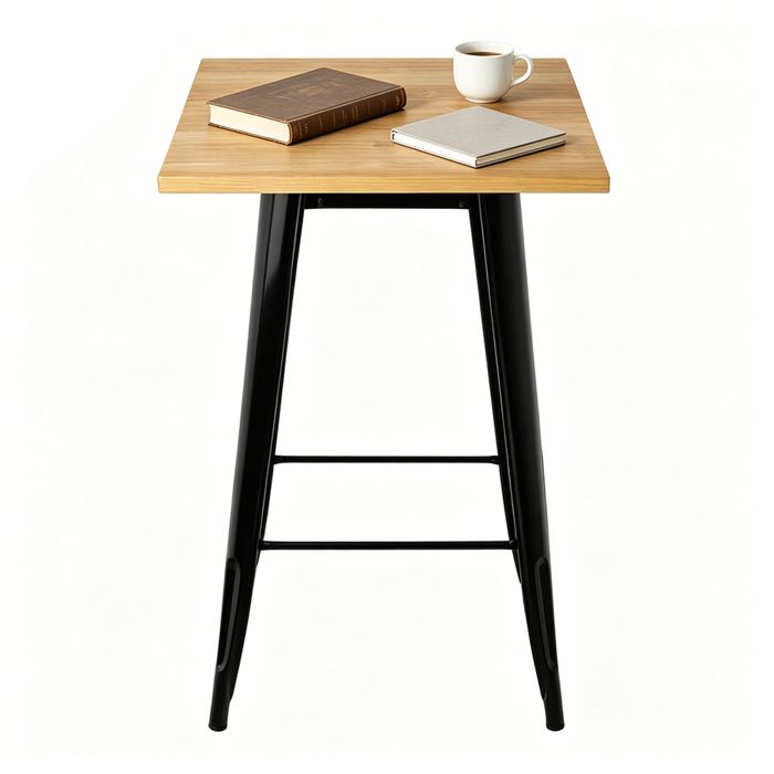 KEDIA Table de Bistrot table haute bar cuisine Style Moderne structutre en métal Ronde (60x60x110)cm couleur bois naturel