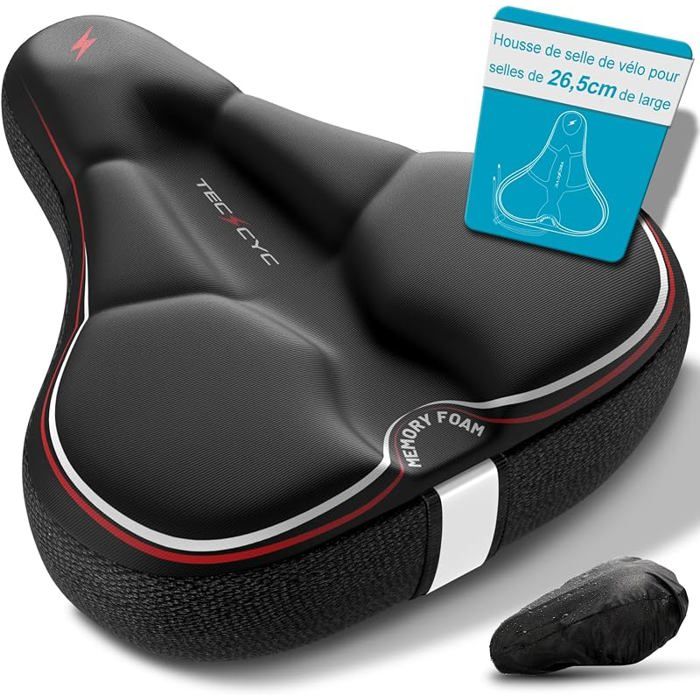 Housse Selle vélo avec Coussin de siège de vélo en Mousse à mémoire de Forme Double Couche Coussin de siège de vélo YG57