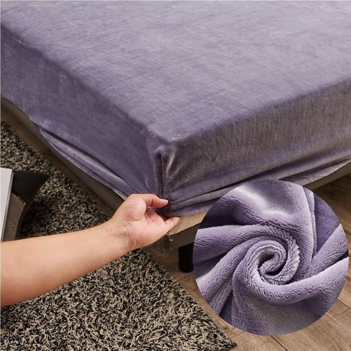 Drap Housse en Polaire 90x200cm Violet Peluche Drap de lit 1 Personne pour Matelas Épais Bonnet 25 cm violet PARURE DE DRAP