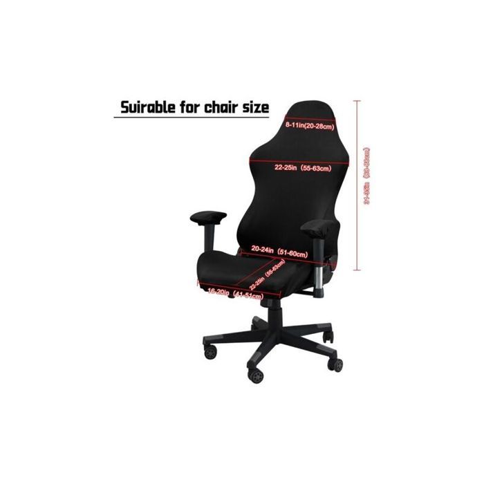 Housse extensible de chaise - Protection anti rayures Élastique - Chaise gaming - Noir