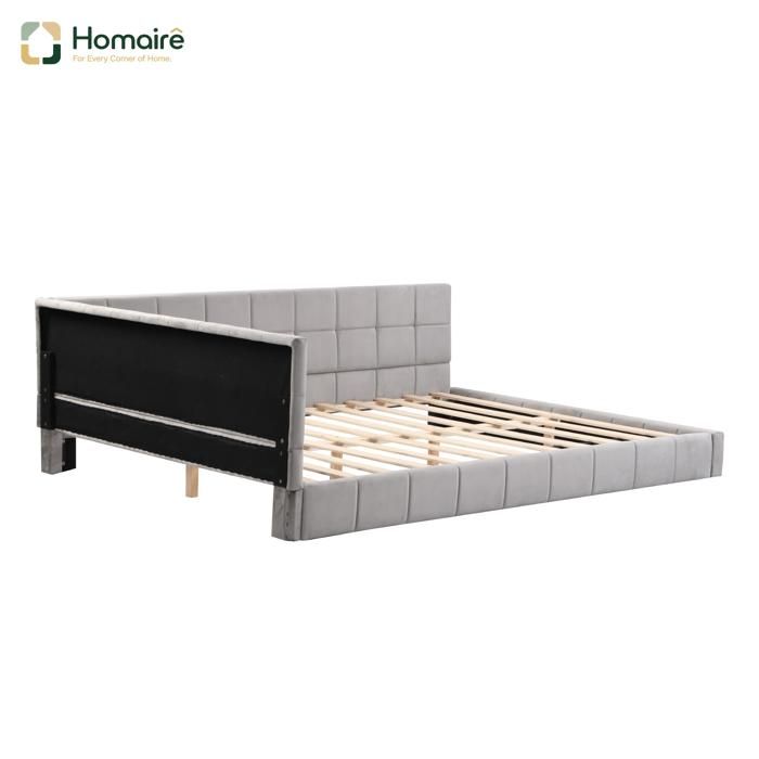 Divan tapissé de style Mid-Century Modern avec dossier et accoudoirs en velours canapé-lit convertible capacité 250kg HOM