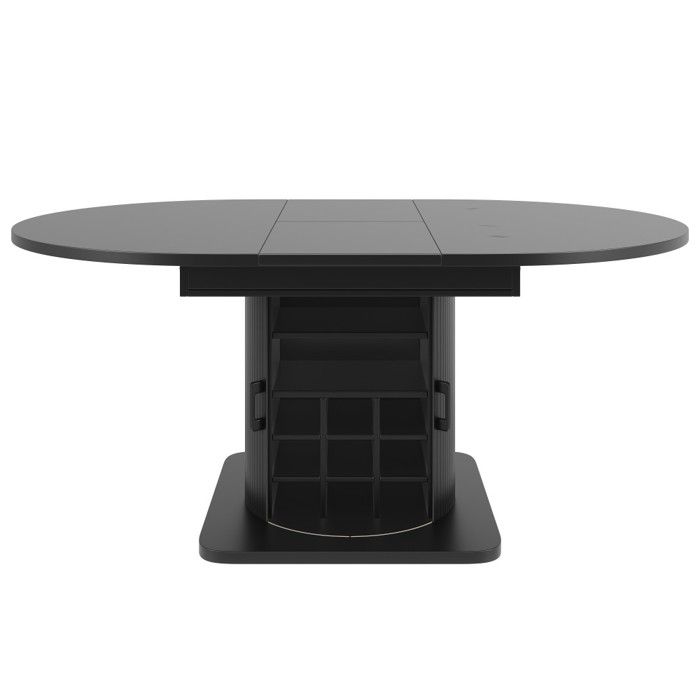 Table salle à manger extensible MDF noir rangement multifonction cuisine adaptée petit espace 118-158x118x76cm Table salle à manger extensible MDF noir rangement multifonction cuisine adaptée petit espace 118-158x118x76cm