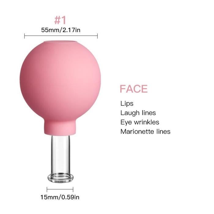 Kit Ventouses Massage Visage En Silicone - 4 Pièces Anti-Rides, Lifting Et Cellulite - Rose - 3