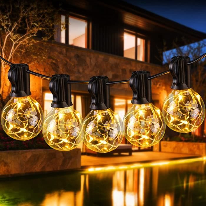 Guirlande Guinguette LED Ampoules, 30+3 Leds 11.7M Économie d'énergie  Guirlande Lumineuse Extérieur IP65 Etanche Guirlande Gui[67]