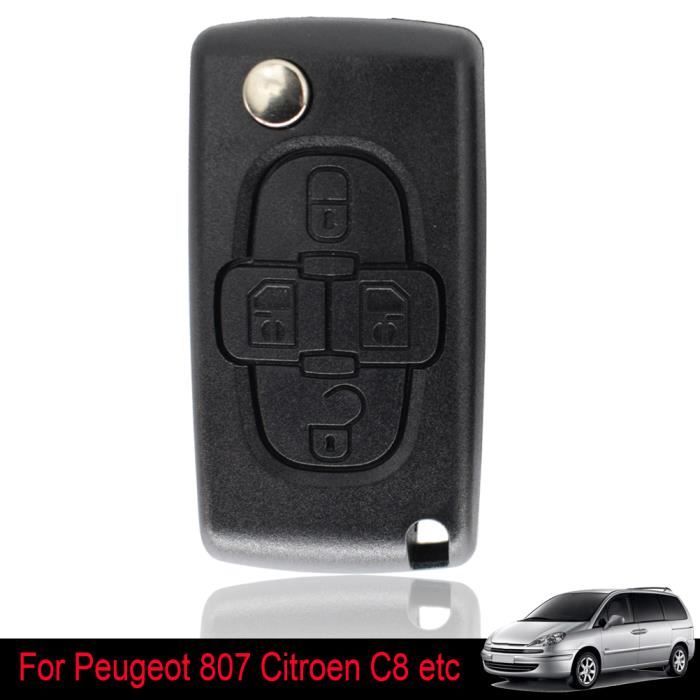 Coque De Clé Télécommande Pour Peugeot 807, 1007, Citroën C8, Fiat Ulysse - 4 Boutons - Sans Emplacement Pile - Modèle CE0523