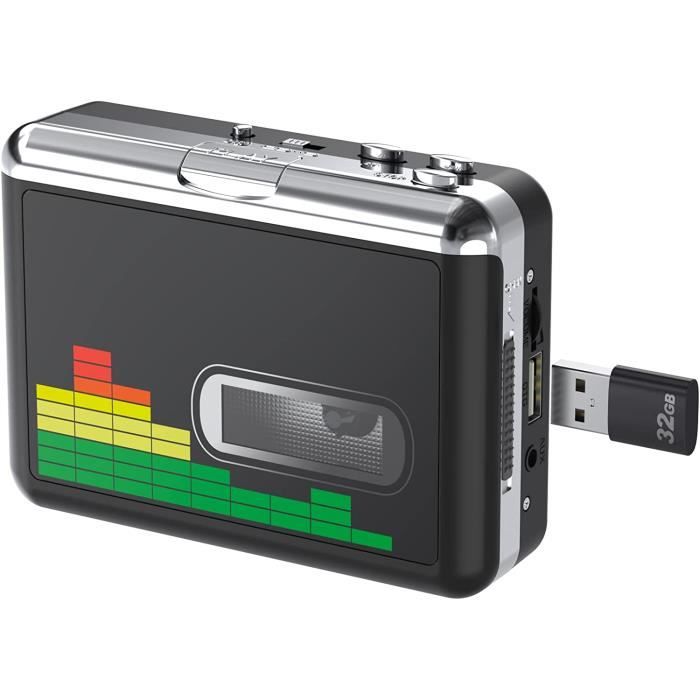 Reshow Lecteur Portatif De Cassettes Avec Écouteurs - Convertisseur Numérique Argent