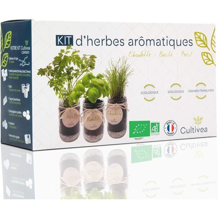 Kit Prêt À Pousser D'Herbes Aromatiques Graines 100% Bio Made In France  Jardin Potager D'Intérieur Plante (Basilic, Persil E[q1355] - Cdiscount  Jardin