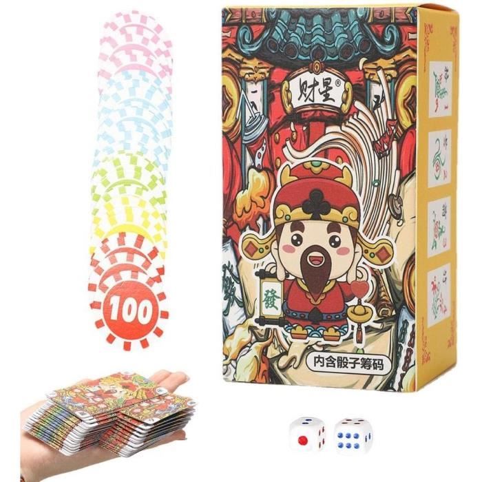 Jeu De 144 Cartes De Mahjong Imperméables - Avec 2 Dés - Format 5,7x8,7 Cm - Voyage, Camping, Maison - Cadeau Jeux