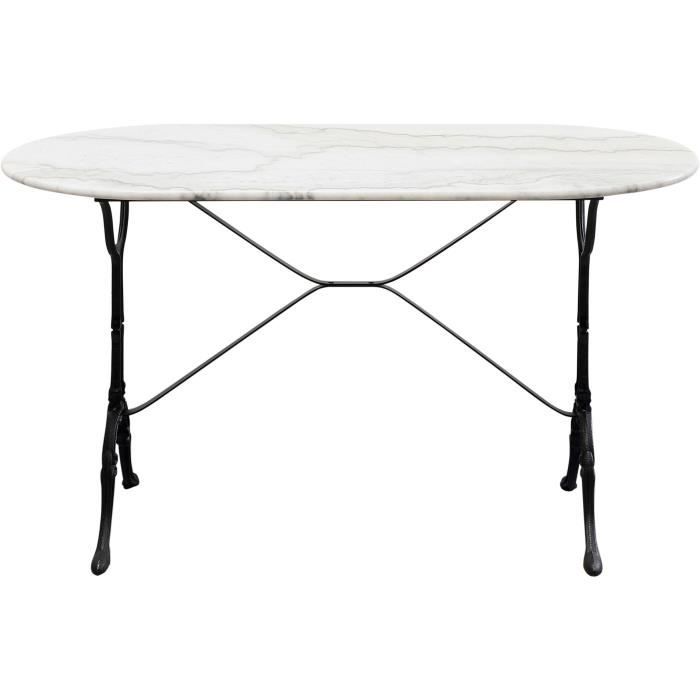 table bistrot - kare design - 120x60cm - pieds en acier - plateau en marbre blanc