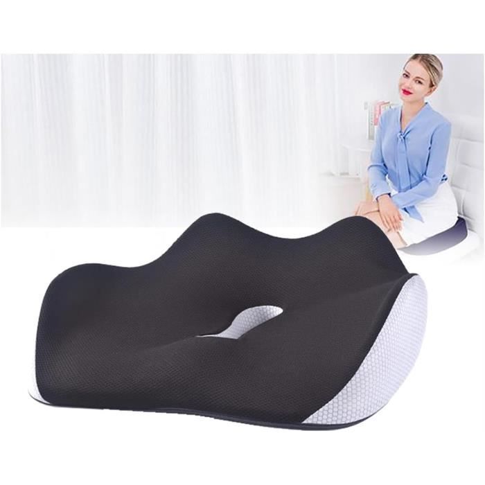 Coussin Coccyx Mémoire De Forme - Coussin De Siège Auto Ergonomique Creusé En U, 48x40cm - Noir