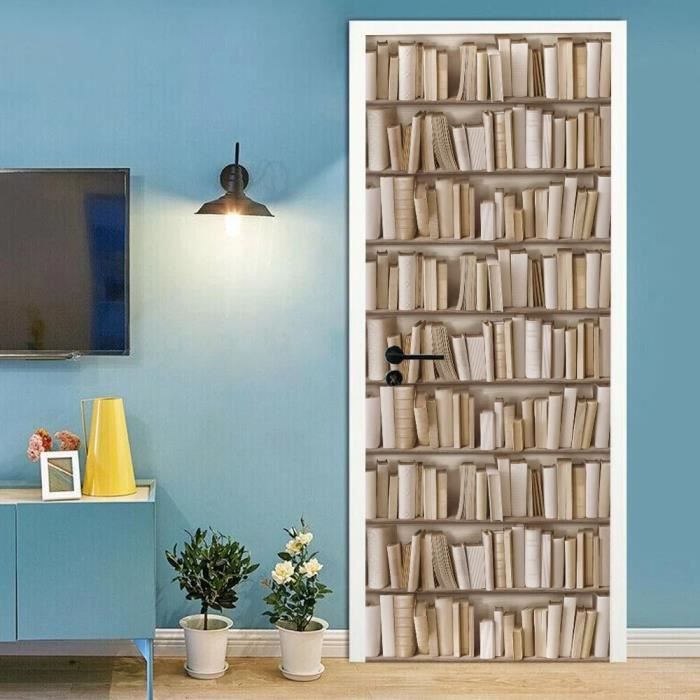 Sticker Porte Décoratif Fleur Rétro - Autocollant Mural PVC 63x205 Cm, Amovible Et Imperméable - Pour Salon, Chambre
