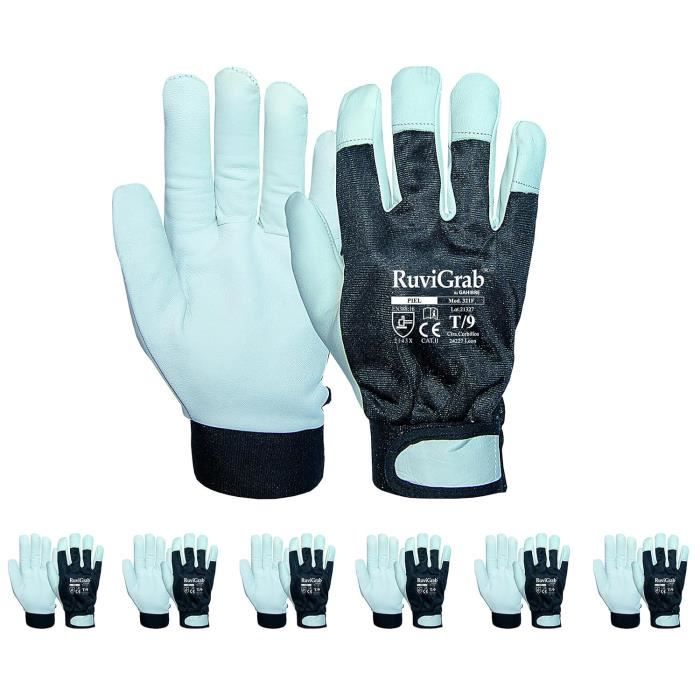 Ruvigrab - Gant De Travail Cuir Fleur De Vache | Dos Ventilé