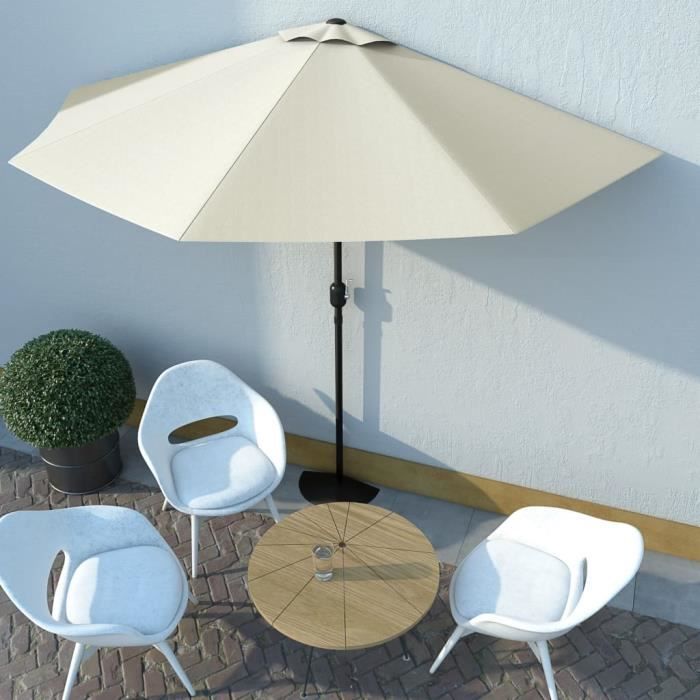 Parasol - TIP - Demi - Sable - 300x150 cm - Mât en aluminium