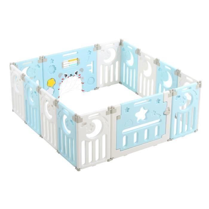Parc Bebe En Plastique 12 2 Panneaux D Activite Et Porte Barriere Securite Enfant Pliable Bleu Cdiscount Puericulture Eveil Bebe